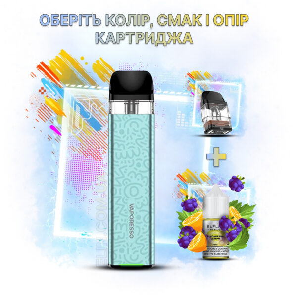 Набір "Vaporesso XROS 3 Mini" + рідини Elf Liq 30 мл + картридж XROS
